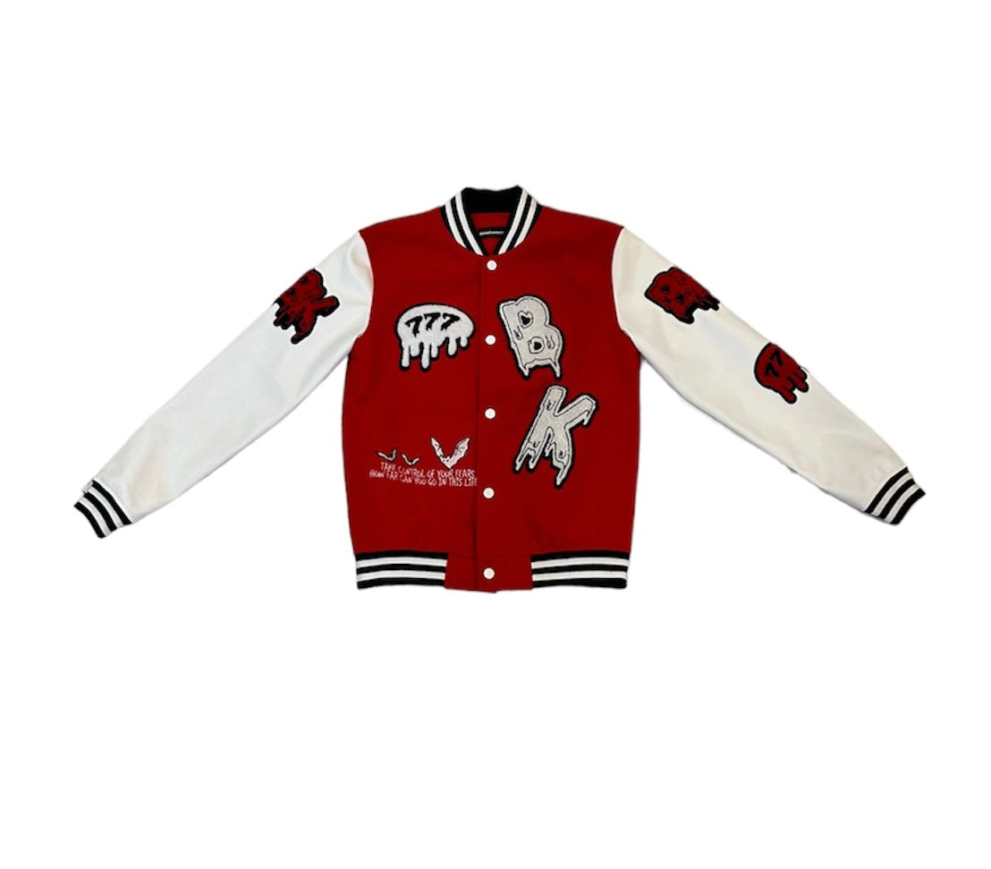 Skeleton Varsity Jacket - Red/White